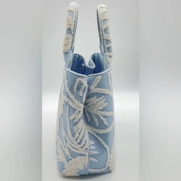 Prada Milano CELESTE BIAN SKY BLUE DRILL Blue & White Women's Bag crossbody bag - Picture 2 of 15